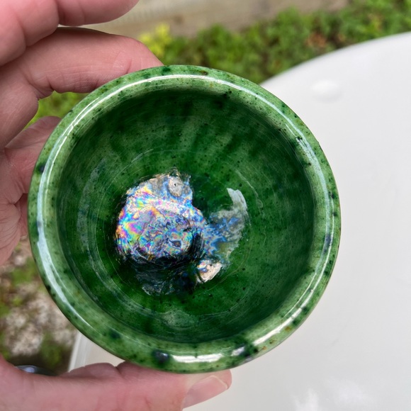 Signed Pablo Tito Uleda Pottery mini dish in Signature Green Terracotta - Picture 3 of 5